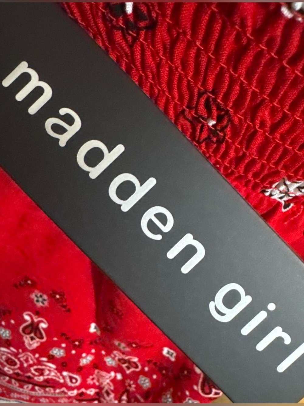 Madden Girl Red Paisley Bandana Tie-Front Cami - Picture 5 of 5
